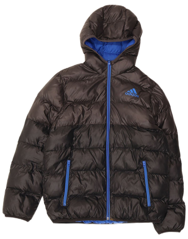 Jaqueta acolchoada com capuz Adidas meninos 13-14 anos preto colorblock poliéster