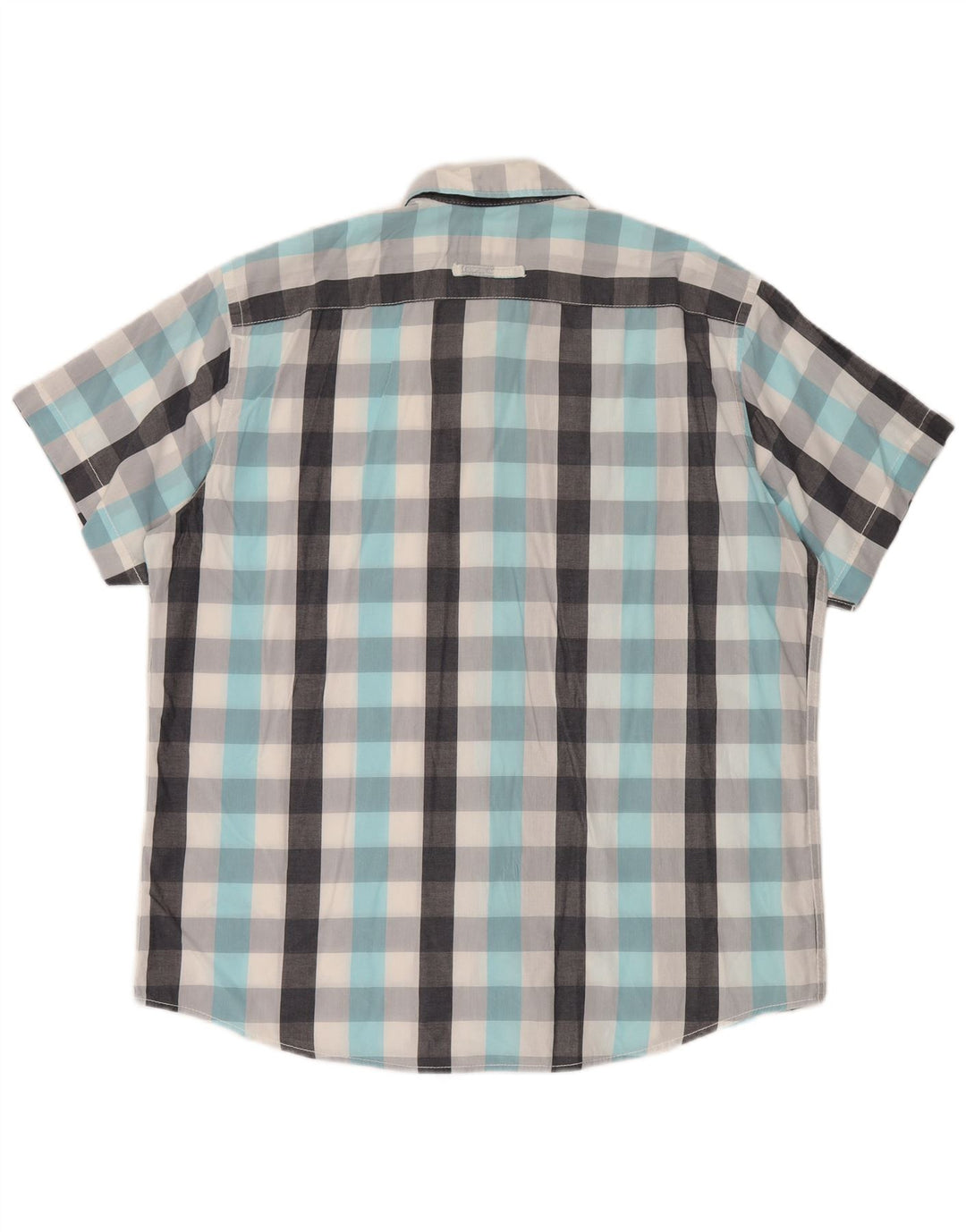 Camisa masculina Camel Active de manga curta com ajuste moderno XL azul xadrez de algodão