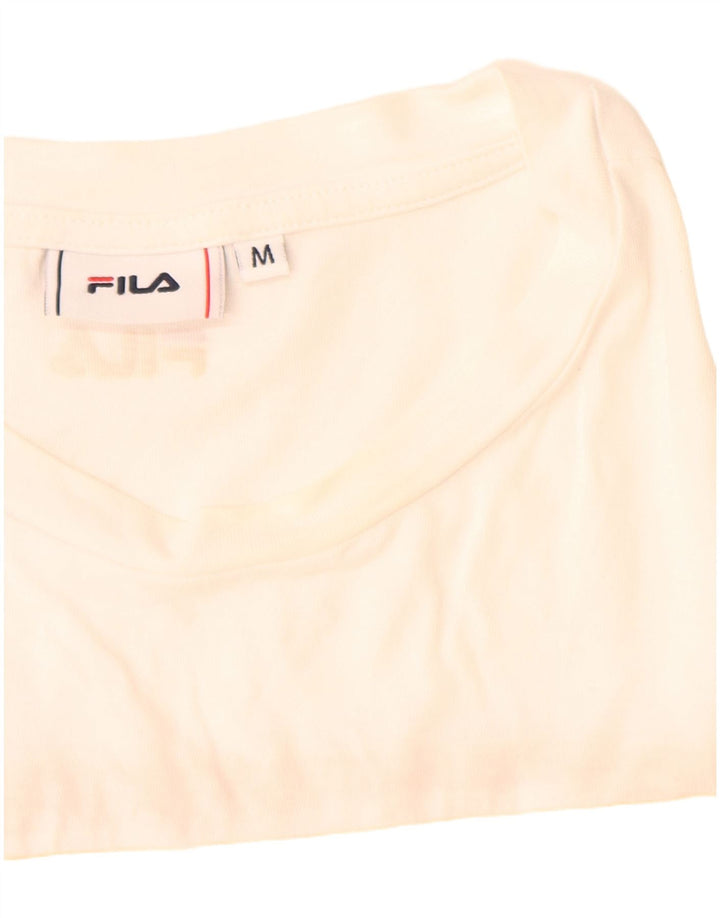 Fila Womens Graphic T-Shirt Top UK 14 Médio Algodão Branco