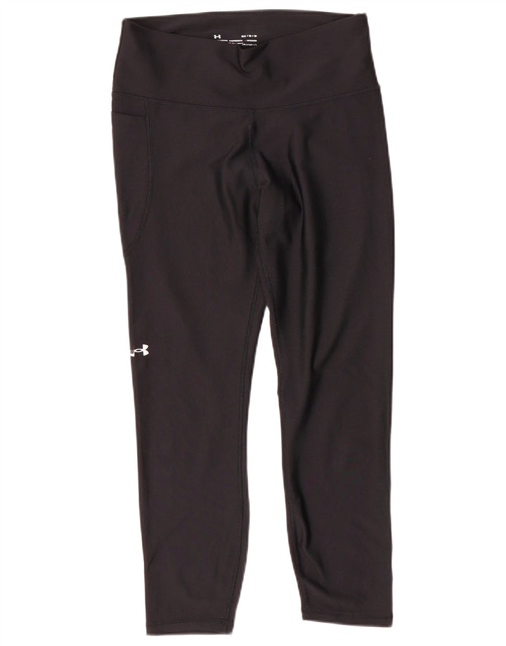 Under Armour Womens Heat Gear Crop Leggings Reino Unido 14 Médio Preto Poliéster