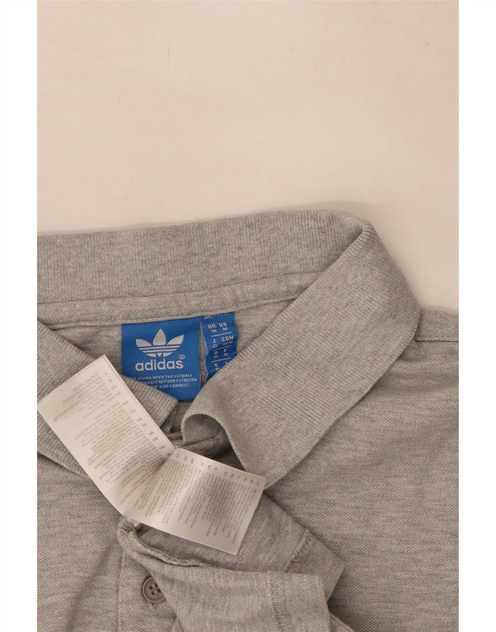 Camisa polo masculina Adidas algodão cinza médio