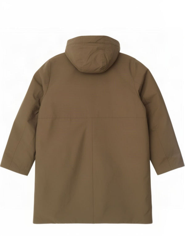 Casaco acolchoado com capuz feminino Zara Reino Unido 16 grande cáqui