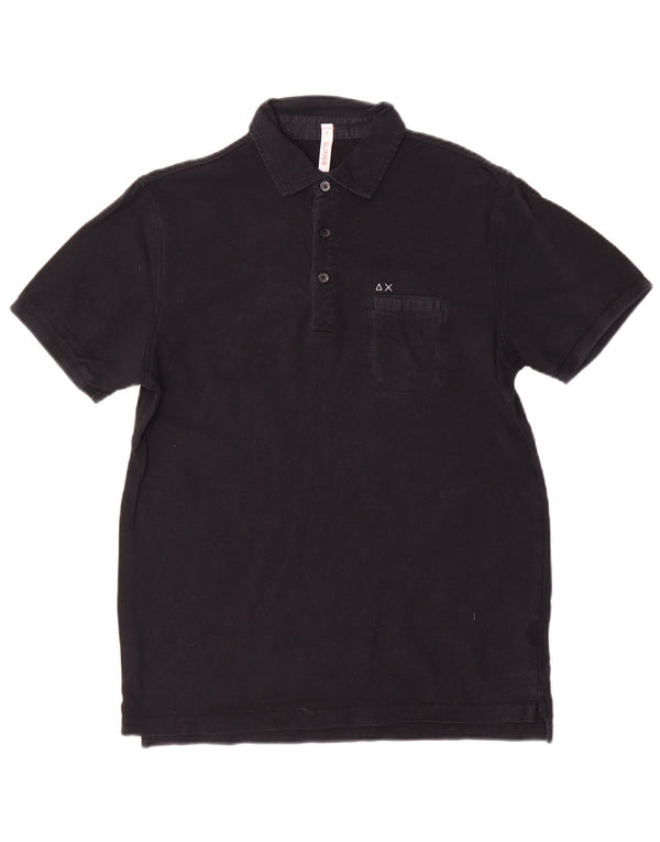 Camisa polo masculina Sun68 de algodão preto médio