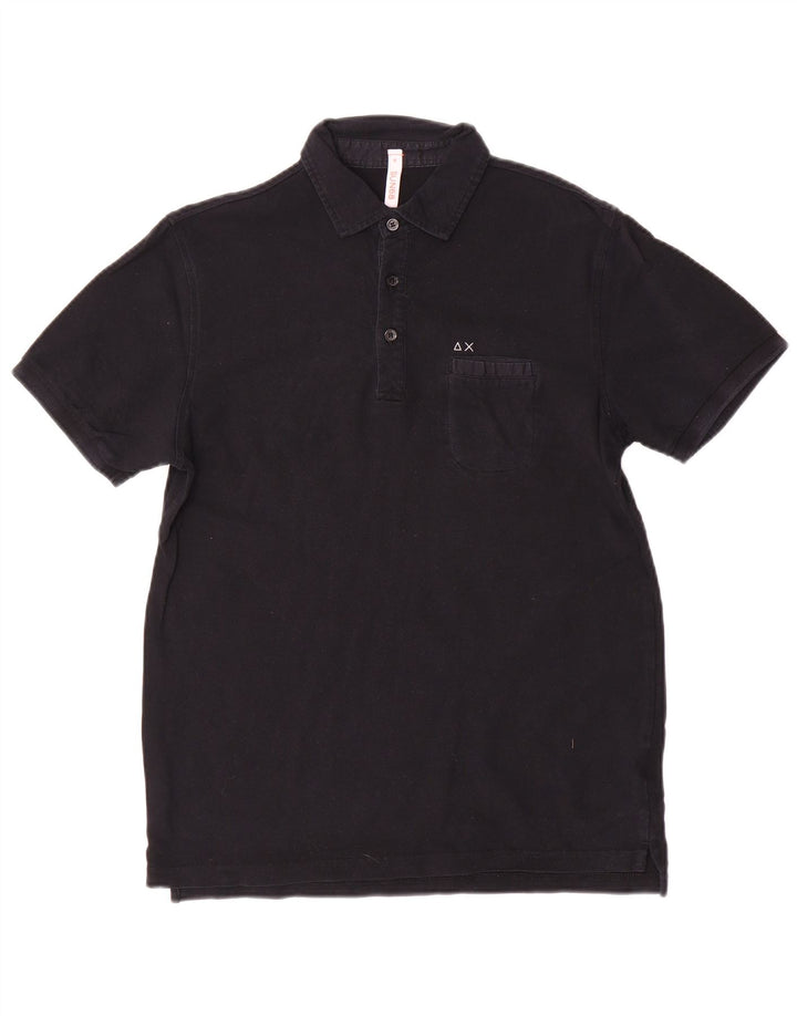 Camisa polo masculina Sun68 de algodão preto médio