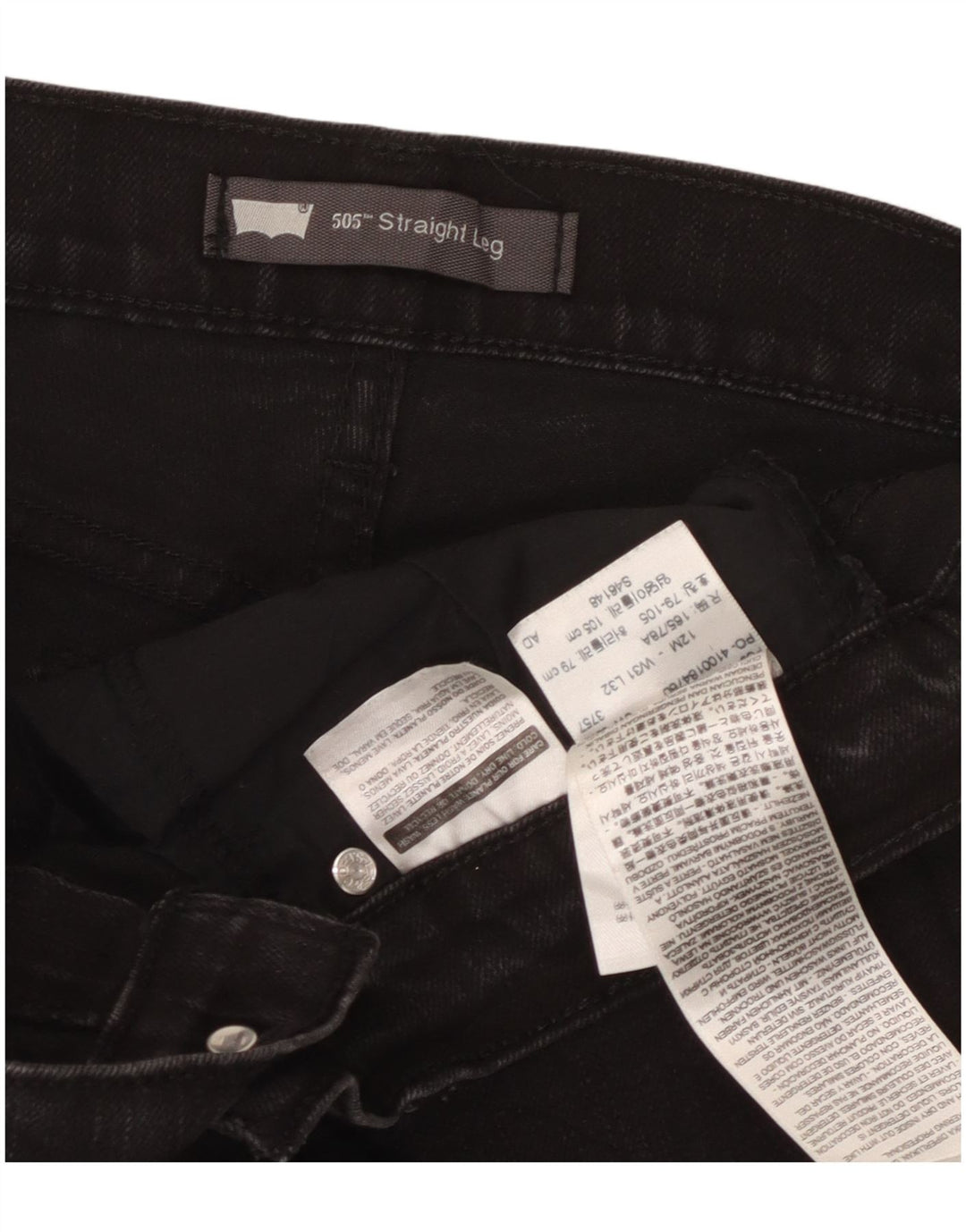 Calça jeans feminina Levi's 505 Straight W31 L32 algodão preto