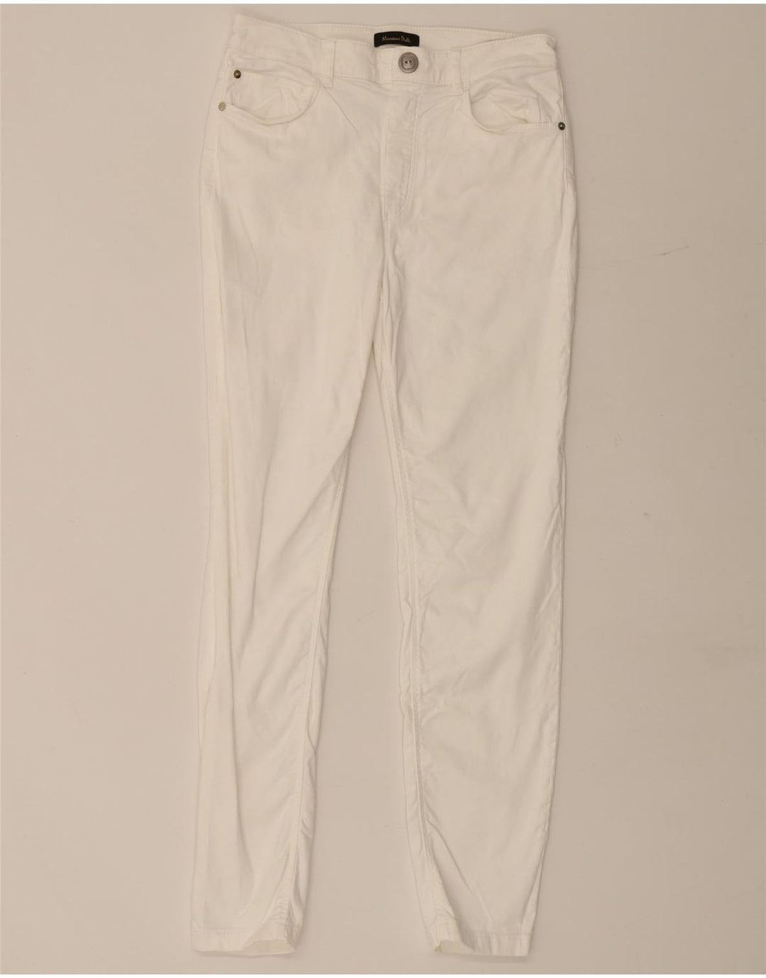 Calça casual justa feminina Massimo Dutti EU 40 médio W28 L28 branco