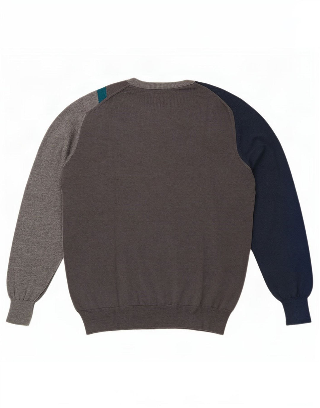 Suéter vintage masculino com gola redonda IT 52 grande bloco colorido cinza