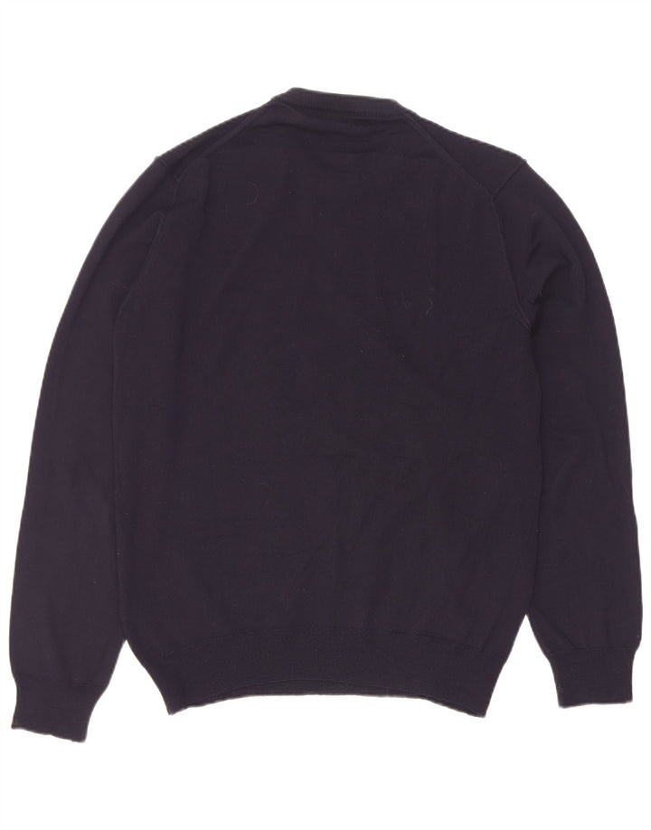 Trussardi Suéter masculino com gola redonda pequeno azul marinho
