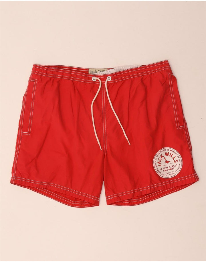 Shorts de natação masculino Jack Wills gráfico médio algodão vermelho
