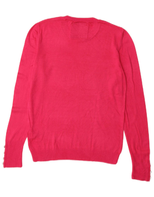 Suéter feminino Superdry com gola redonda, 10 UK, pequeno, rosa, viscose