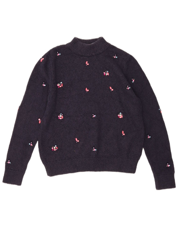 Suéter feminino Marks & Spencer com gola tartaruga Reino Unido 10 pequeno azul marinho