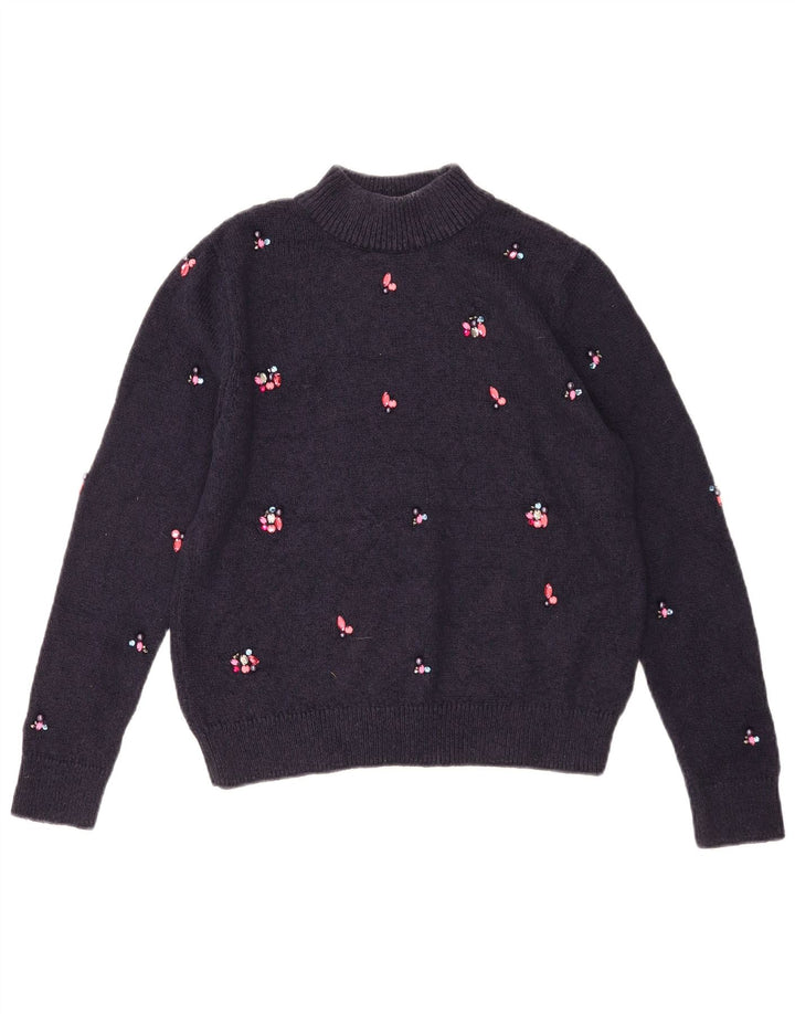 Suéter feminino Marks & Spencer com gola tartaruga Reino Unido 10 pequeno azul marinho