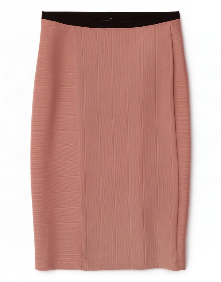 Saia lápis feminina Zara W26 pequeno bloco colorido rosa