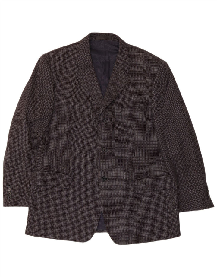 Jaqueta blazer masculina de 3 botões Marks & Spencer Reino Unido 44 XL azul marinho lã virgem