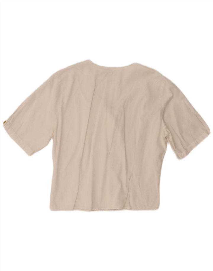 Blusa feminina Enara Camice com botões duplos UK 16 grande branca
