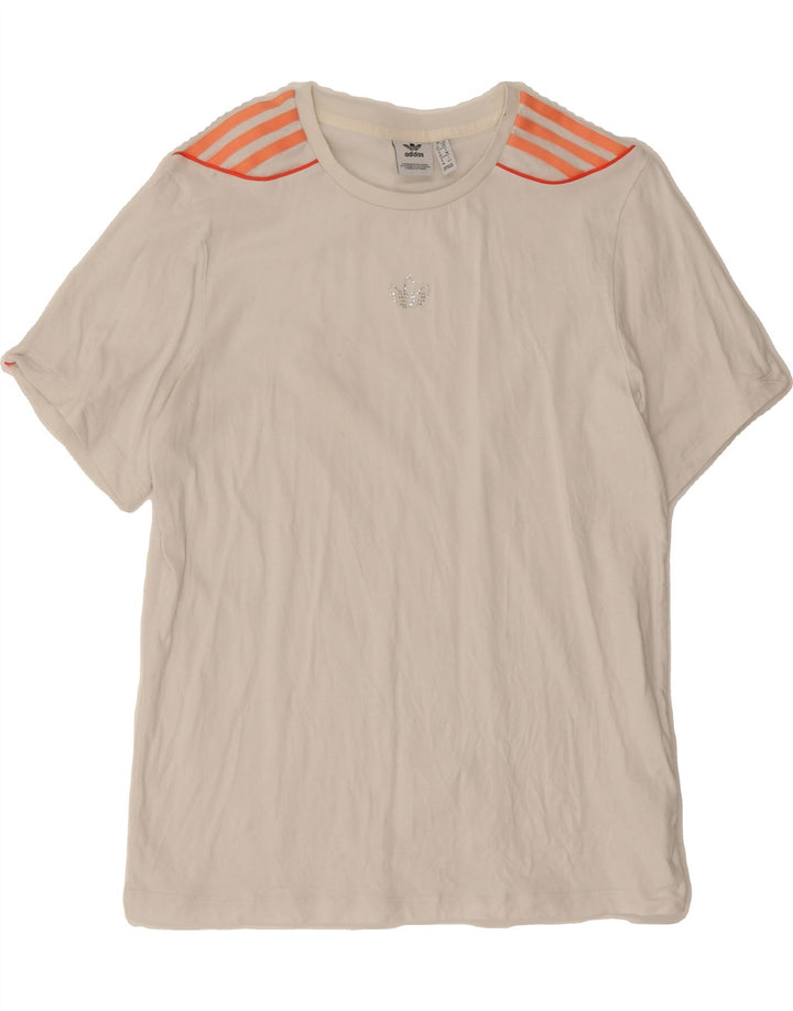 ADIDAS Womens Oversized T-Shirt Top UK 10 Small White Cotton Vintage Adidas and Second-Hand Adidas from Messina Hembry 
