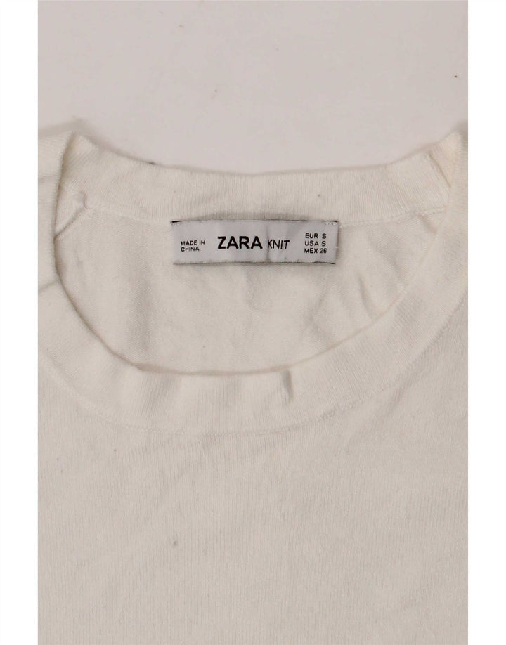 Camiseta feminina Zara Top UK 10 pequena branca