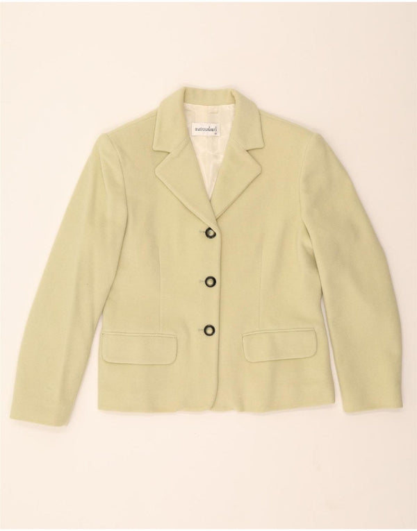 Jaqueta blazer feminina VINTAGE com 3 botões Reino Unido 12 lã verde médio