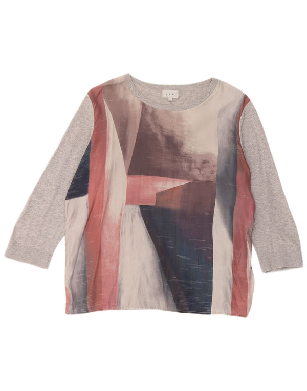 Suéter feminino Jigsaw com gola canoa Reino Unido 16 grande multicolorido