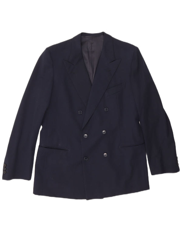 Jaqueta blazer masculina vintage com peito duplo Reino Unido 36 pequena azul marinho