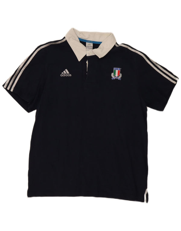 Adidas Mens Italia Polo Shirt XL Azul Marinho Colorblock Algodão