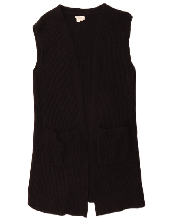 Suéter cardigã aberto sem mangas com palangre Fat Face feminino Reino Unido 6 XS preto