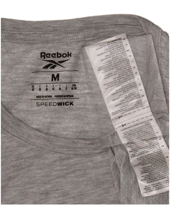 REEBOK Mens Graphic T-Shirt Top Medium Grey Polyester