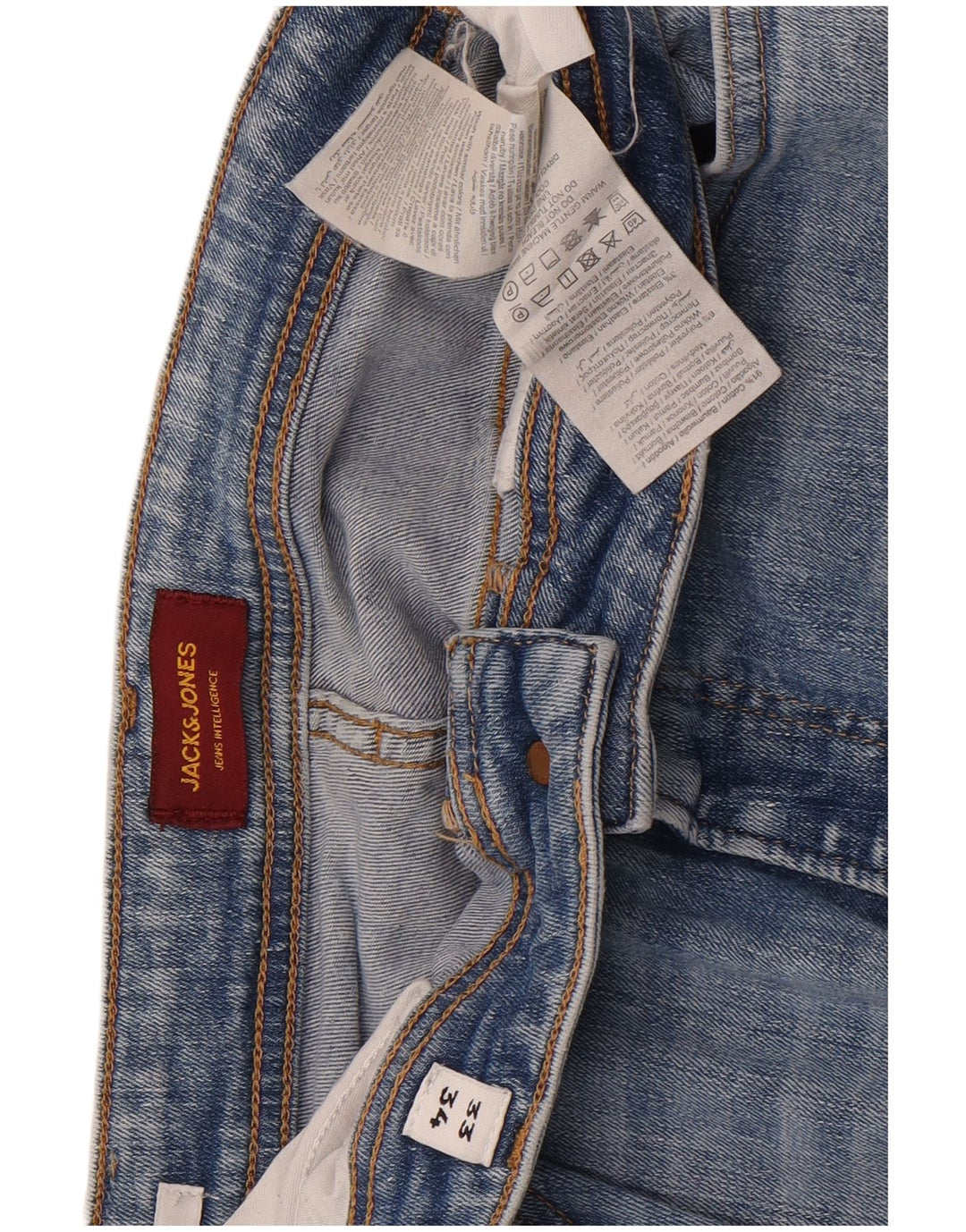 Jack & Jones Mens Clark Slim Jeans W33 L34 Azul Algodão