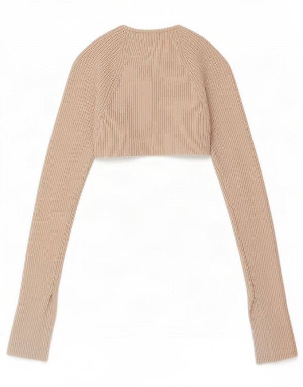 Bolero feminino Zara Top UK 8 pequeno bege viscose