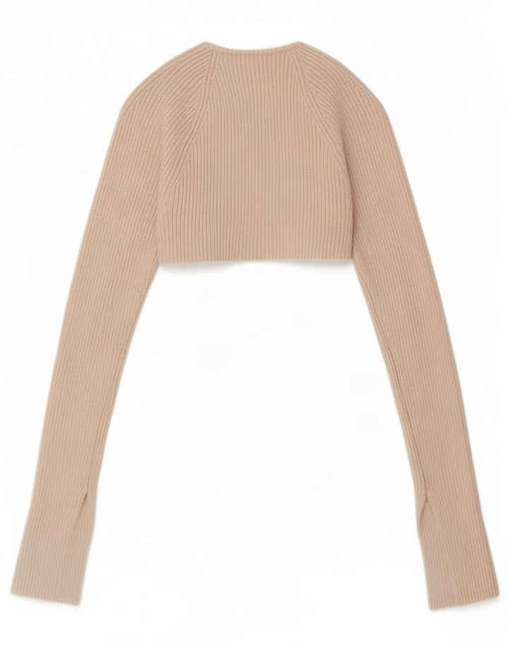 Bolero feminino Zara Top UK 8 pequeno bege viscose