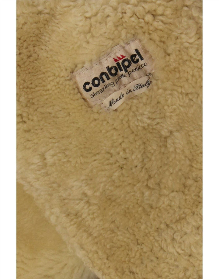 Jaqueta feminina com capuz Shearling Conbipel Reino Unido 16 grande bege