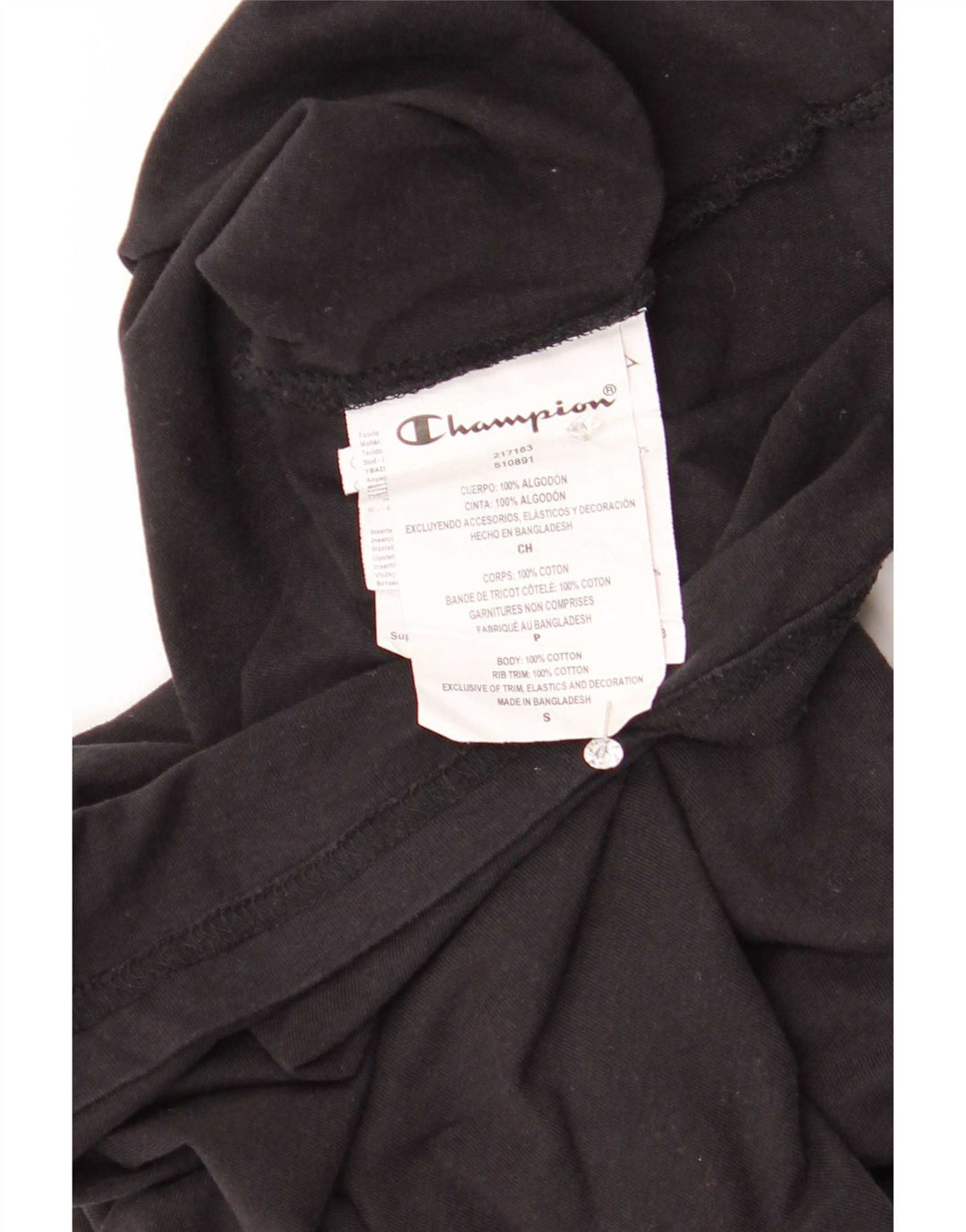 Camiseta masculina Champion pequena de algodão preto