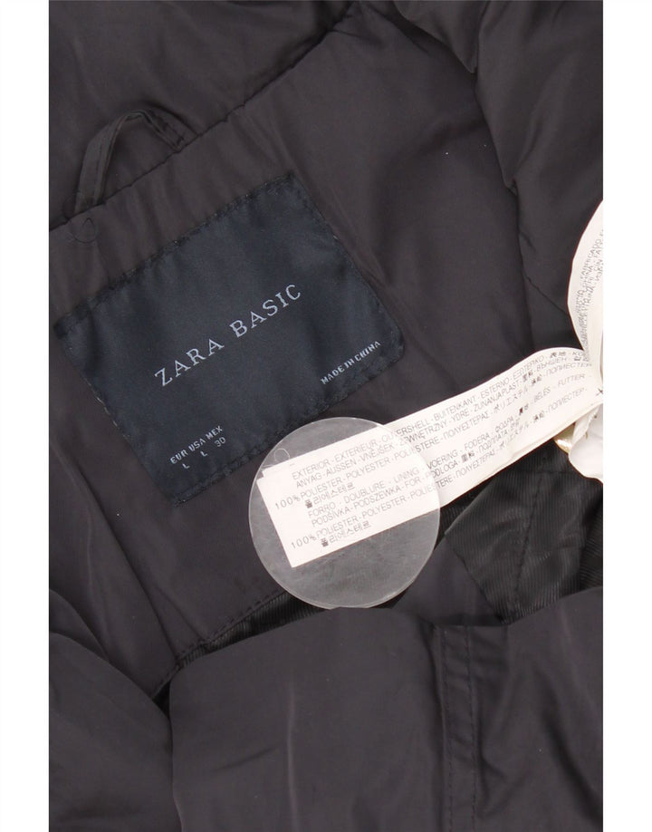 Jaqueta utilitária feminina Zara UK 14 grande poliéster azul marinho