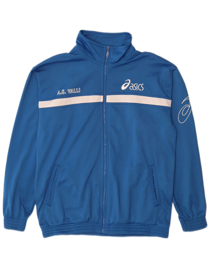 Asics Mens Graphic Tracksuit Top Jaqueta Médio Azul Colourblock Poliéster