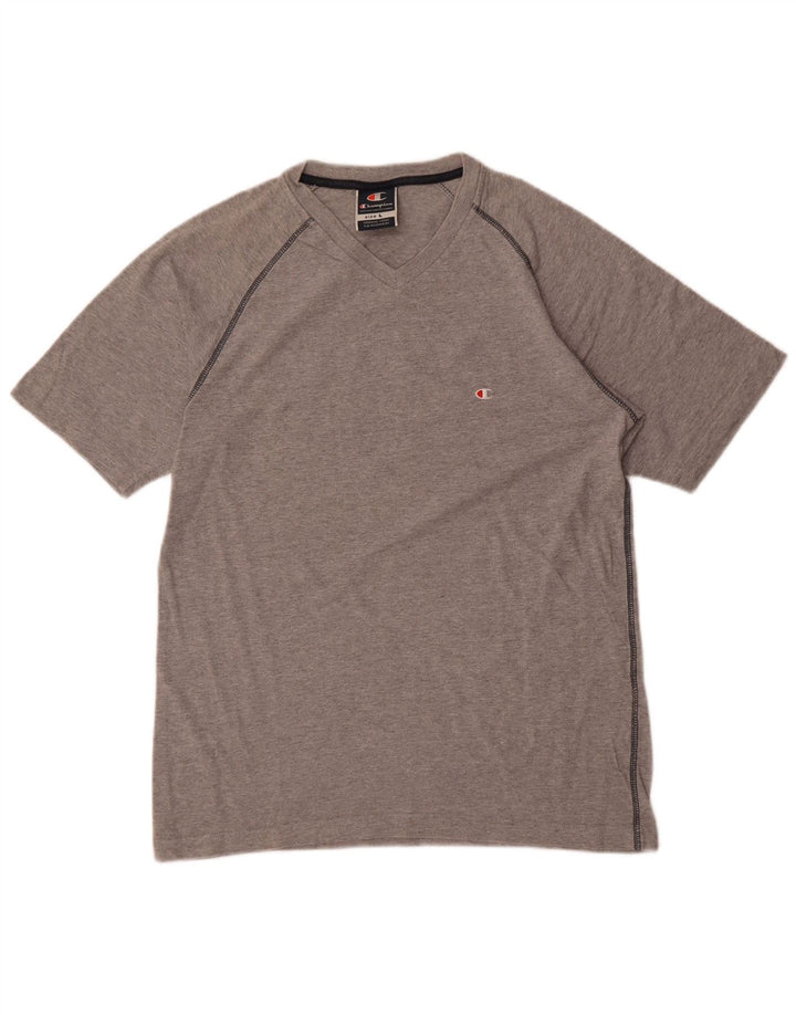 Camiseta masculina Champion grande algodão manchado cinza
