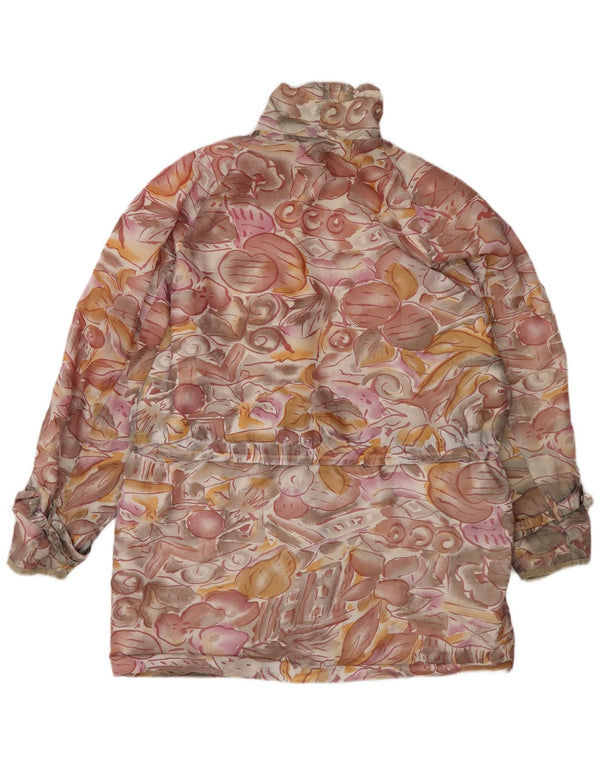 Jaqueta corta-vento feminina vintage UK 20 2XL floral multicolorido