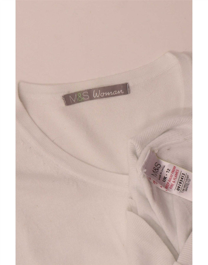 Suéter cardigã feminino Marks & Spencer UK 12 viscose branca média