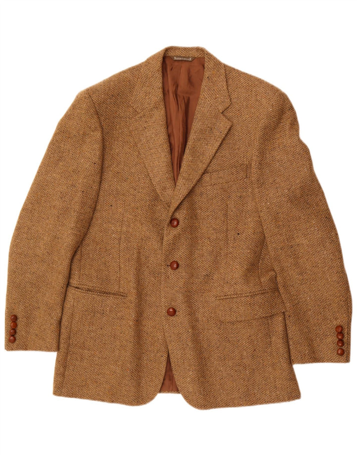 Jaqueta blazer masculina de 3 botões Norton & Wilson IT 50 grande lã marrom