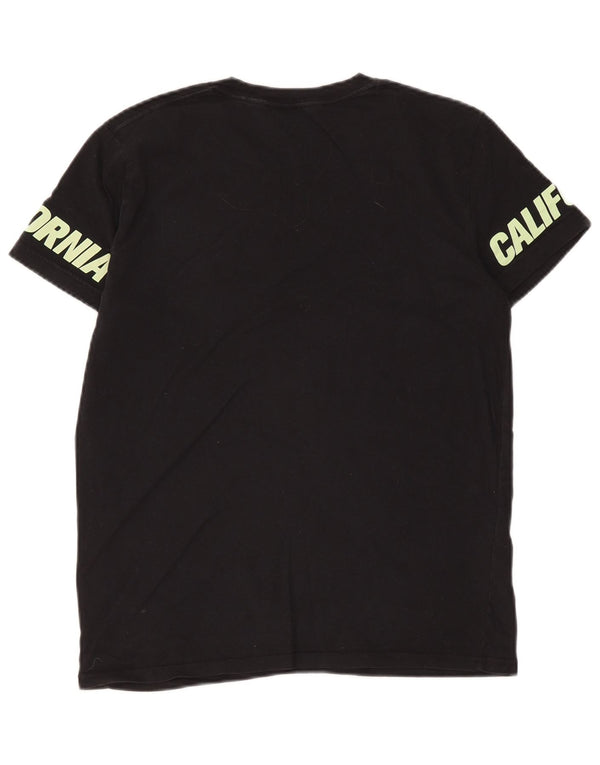 Hollister Camiseta masculina gráfica top pequeno preto