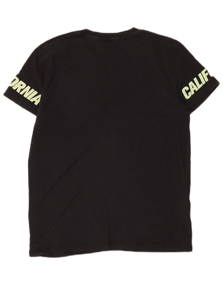 Hollister Camiseta masculina gráfica top pequeno preto