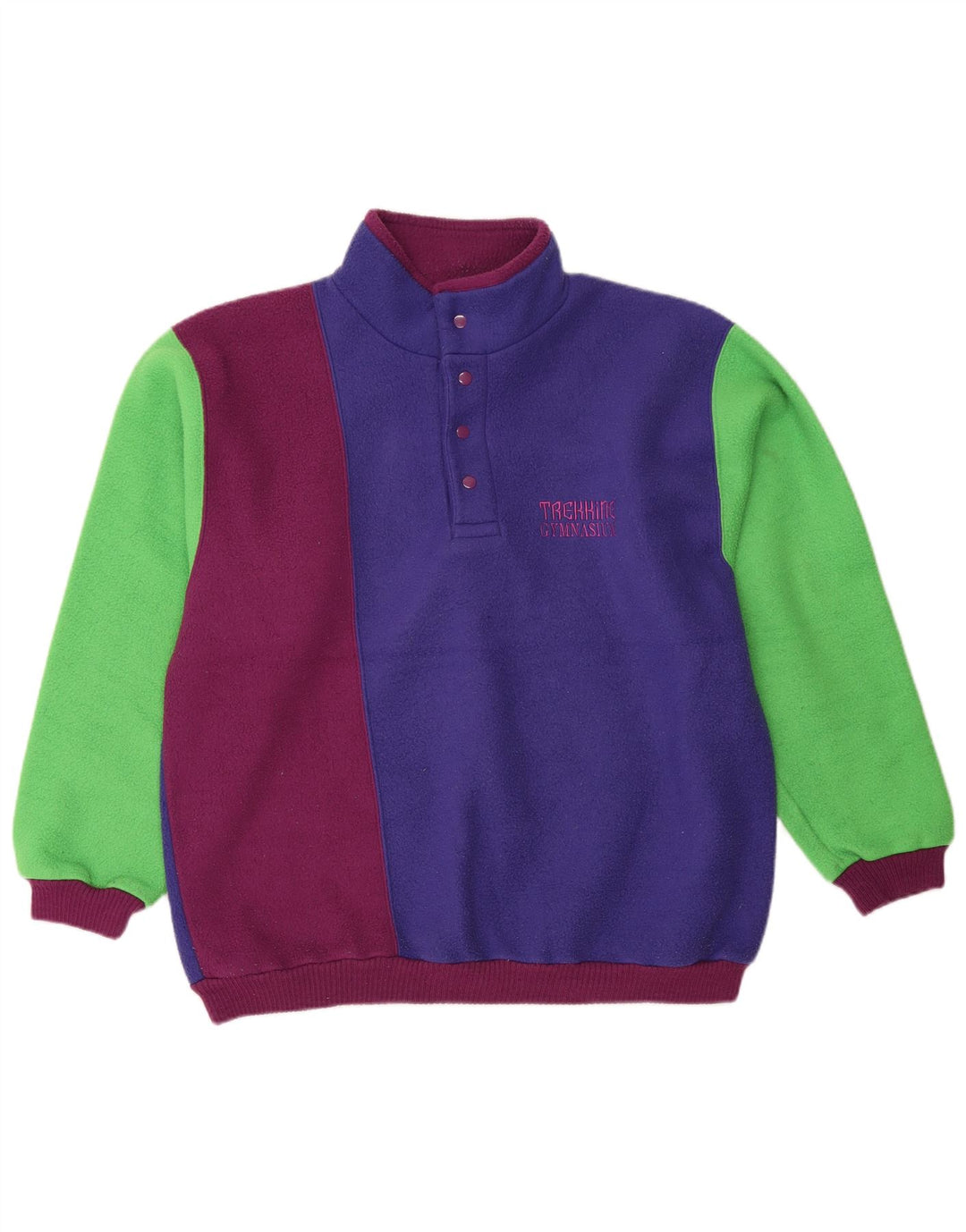 Camisola de lã com pescoço de botão masculino vintage pequeno colorblock multicolorido