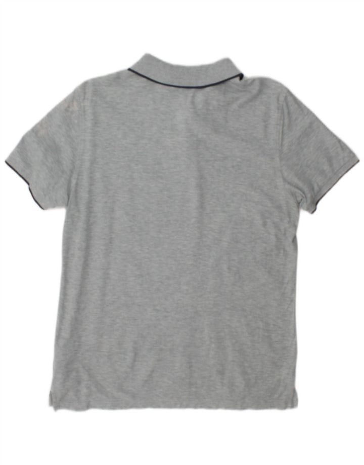 Camisa polo masculina Calvin Klein pequena cinza manchada de algodão