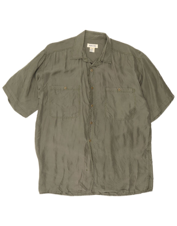 Camisa masculina de manga curta Bogari seda cáqui média