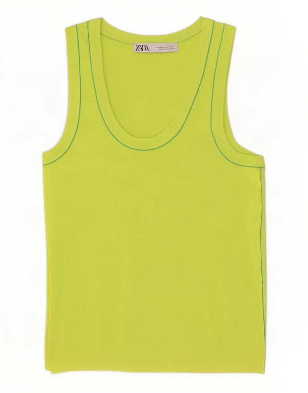 Zara Womens Crop Vest Top UK 4 XS Verde Viscose