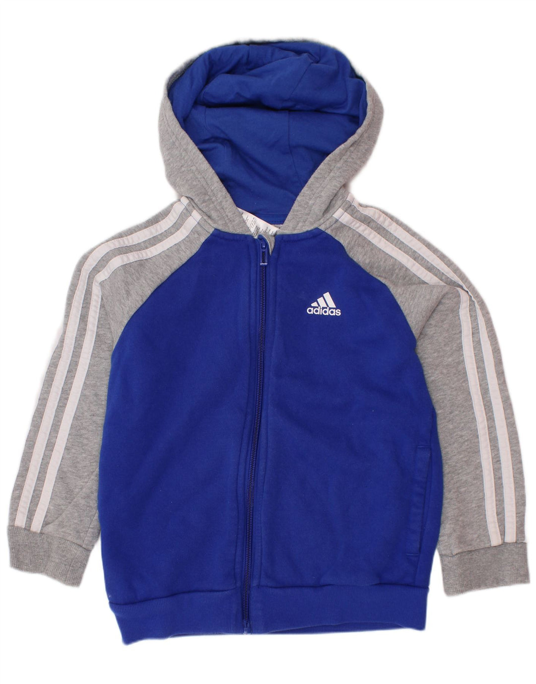 ADIDAS Meninos Zip Hoodie Sweater 6-7 Anos Azul Colorblock Algodão