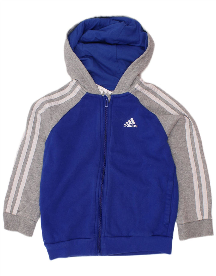 ADIDAS Meninos Zip Hoodie Sweater 6-7 Anos Azul Colorblock Algodão