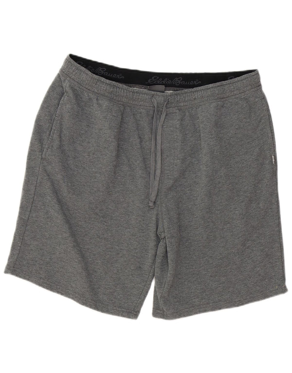 Shorts esportivo masculino Eddie Bauer XL cinza manchado de algodão