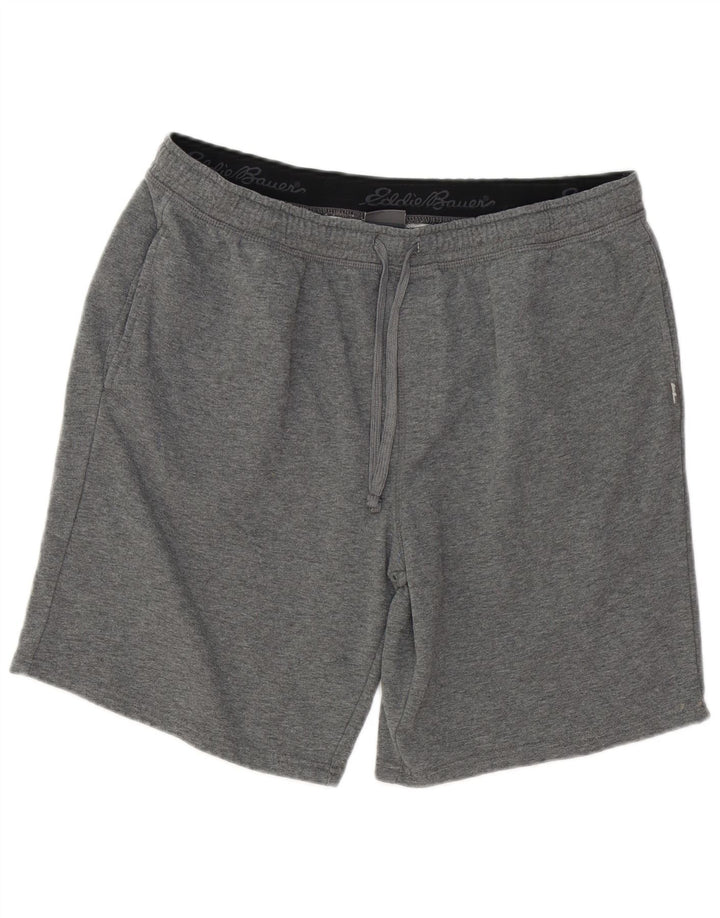 Shorts esportivo masculino Eddie Bauer XL cinza manchado de algodão