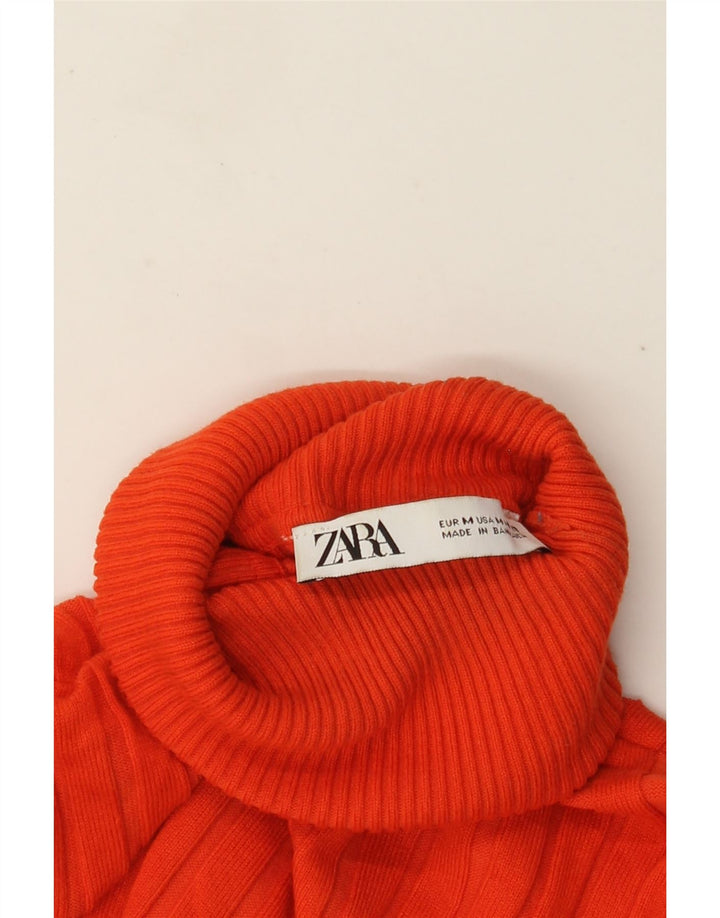 Zara Suéter feminino cropped com gola redonda Reino Unido 12 médio laranja