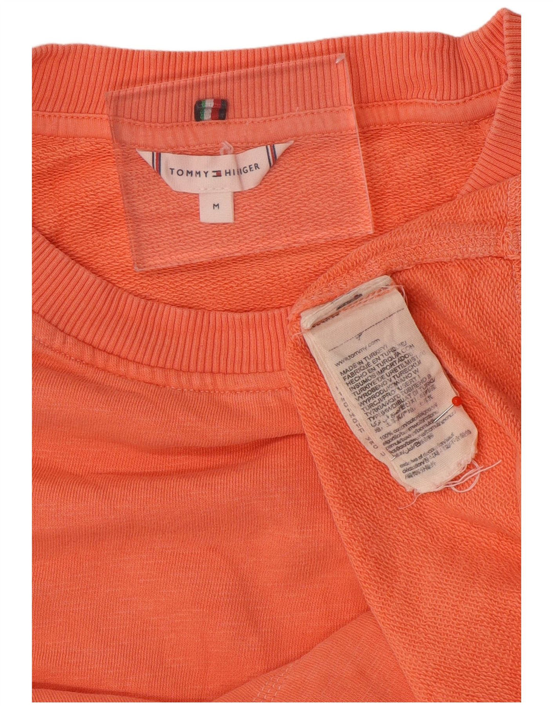 Tommy Hilfiger moletom feminino manga 3/4 jumper UK 14 médio laranja